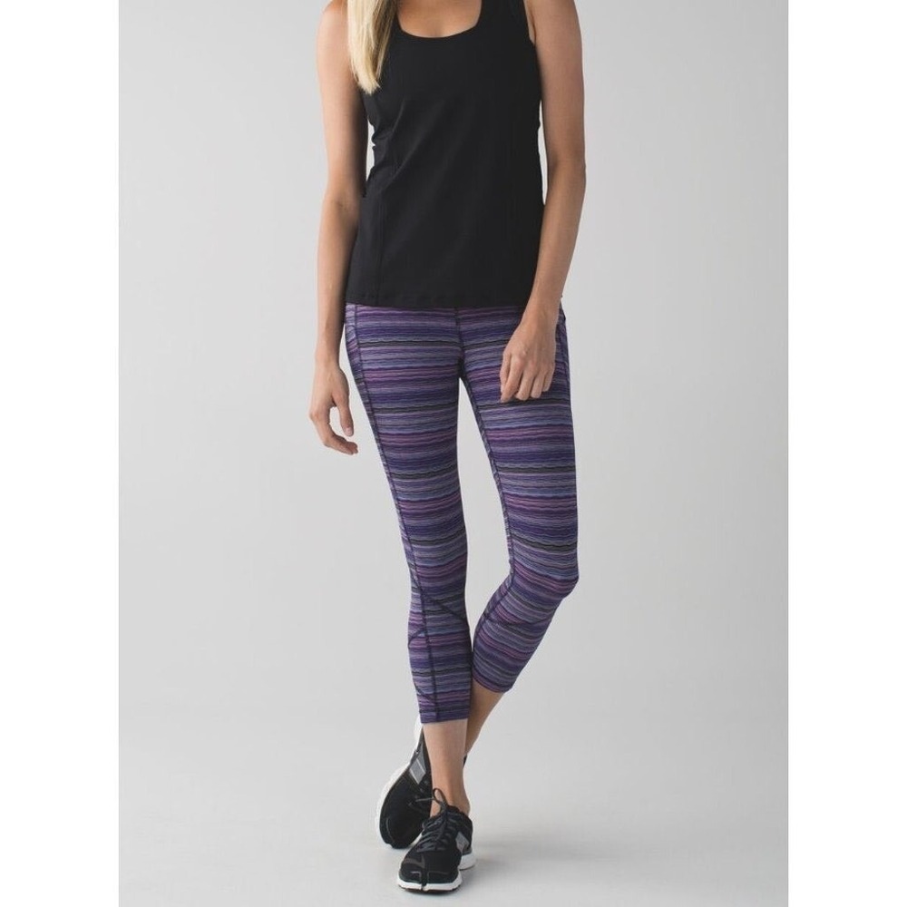 Lululemon Pace Revival Crop Leggings | Purple Stripes